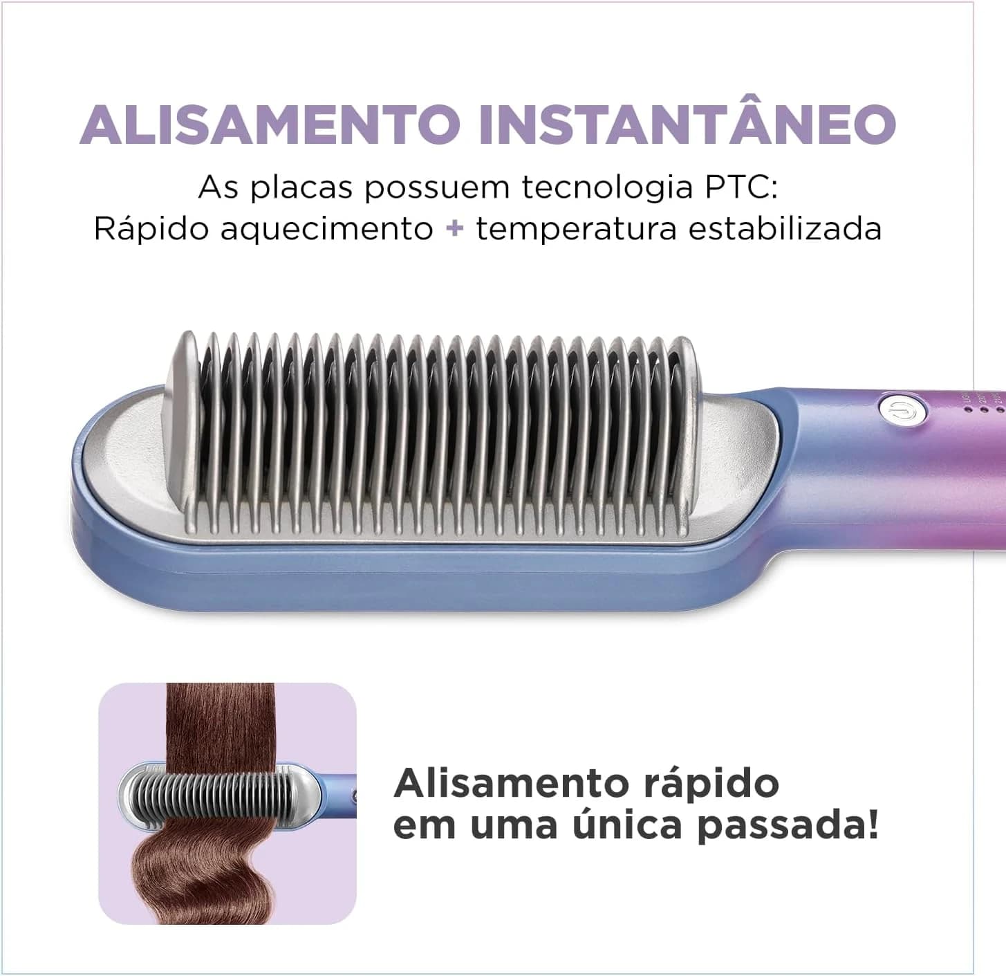 Escova Alisadora By Juliette, Mondial, Azul/Rosa, 36W, Bivolt - EA-JU-03