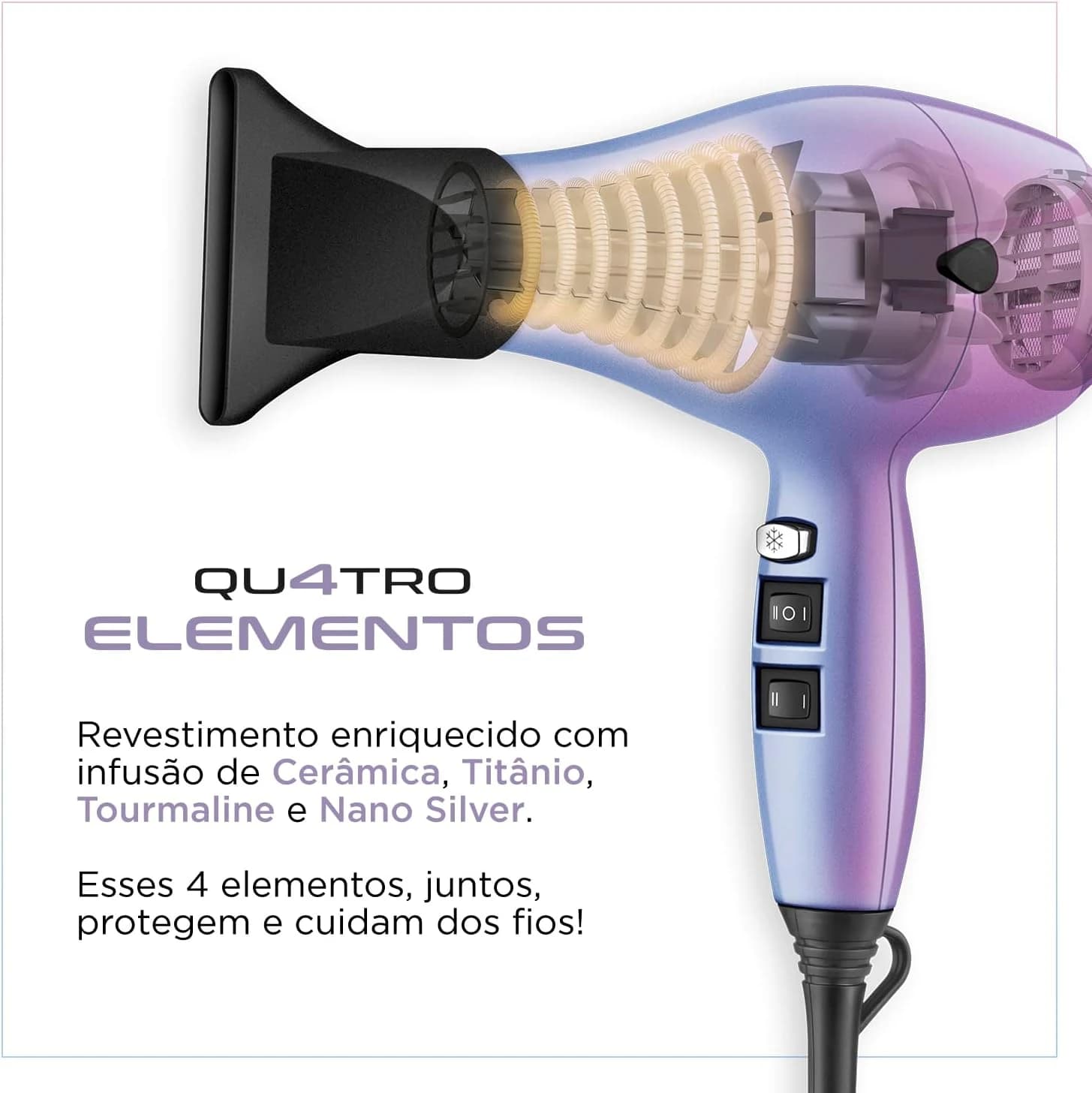 Secador de Cabelo By Juliette, Mondial, Azul/Rosa, 2000W, 110V - SCP-JU-03