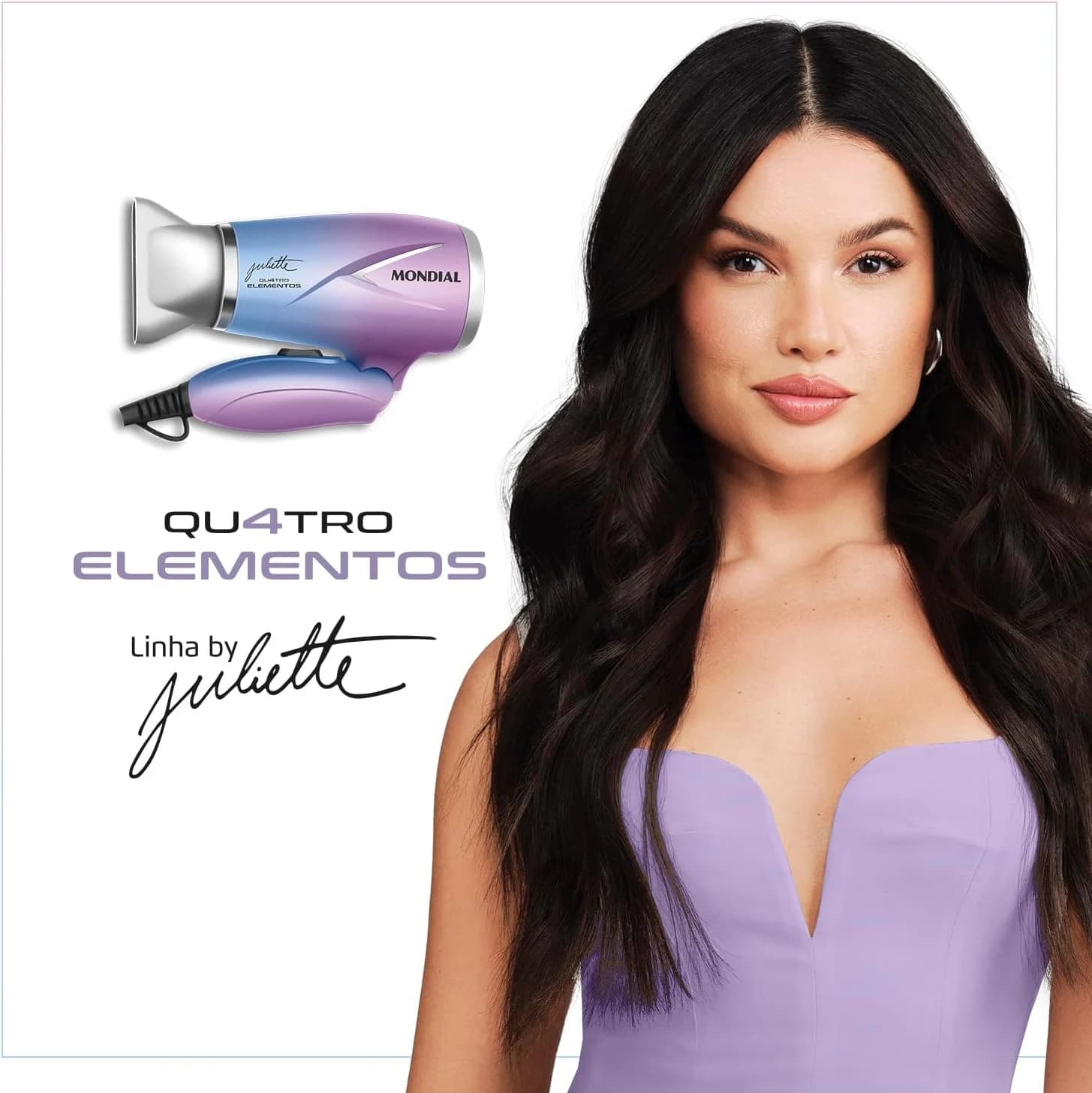 Secador de Cabelo By Juliette, Mondial, Azul/Rosa, 1200W, Bivolt - SCT-JU-03