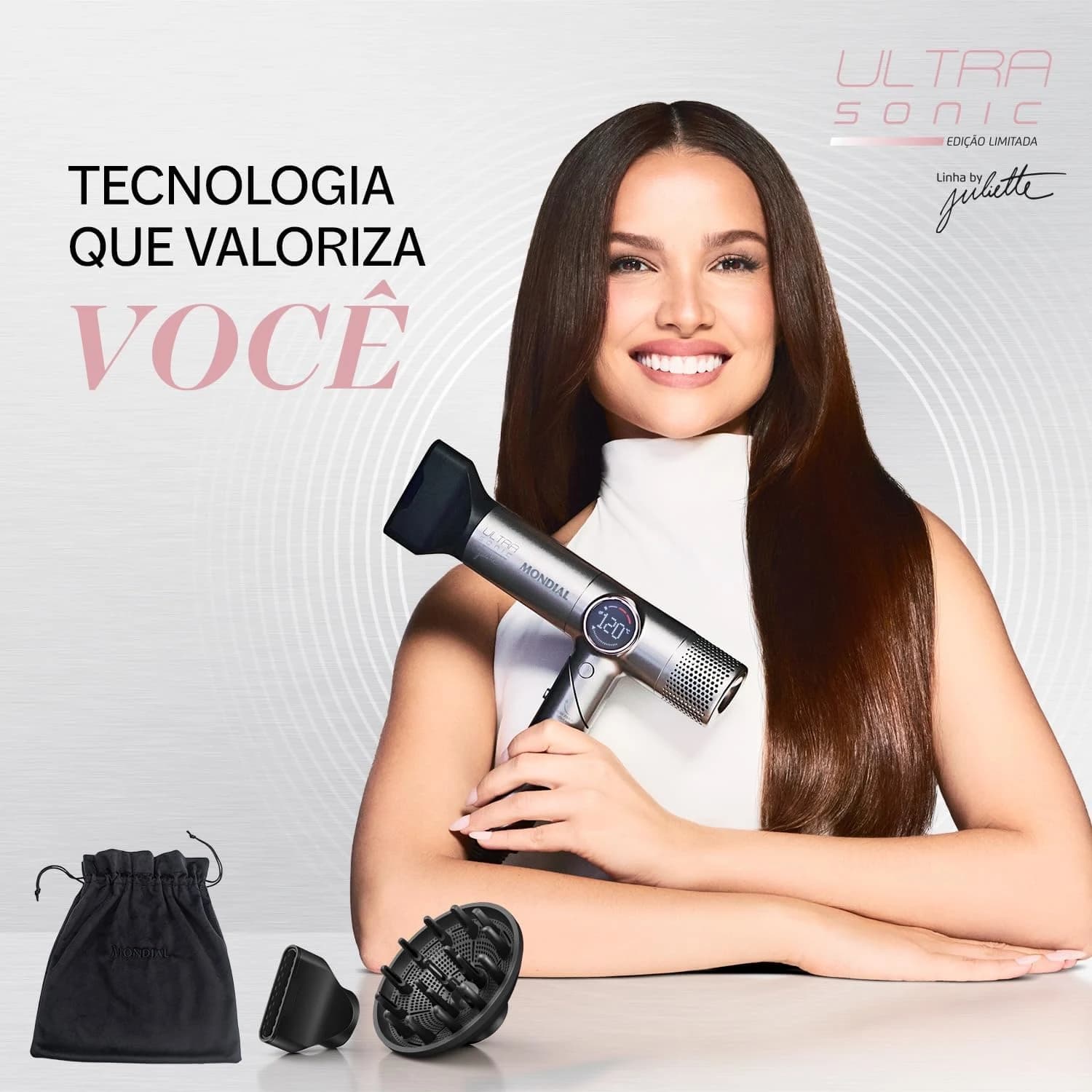 Secador Mondial Ultra Sonic By Juliette BLDC com Cabo Dobrável 127V - SCP-JU-04-US