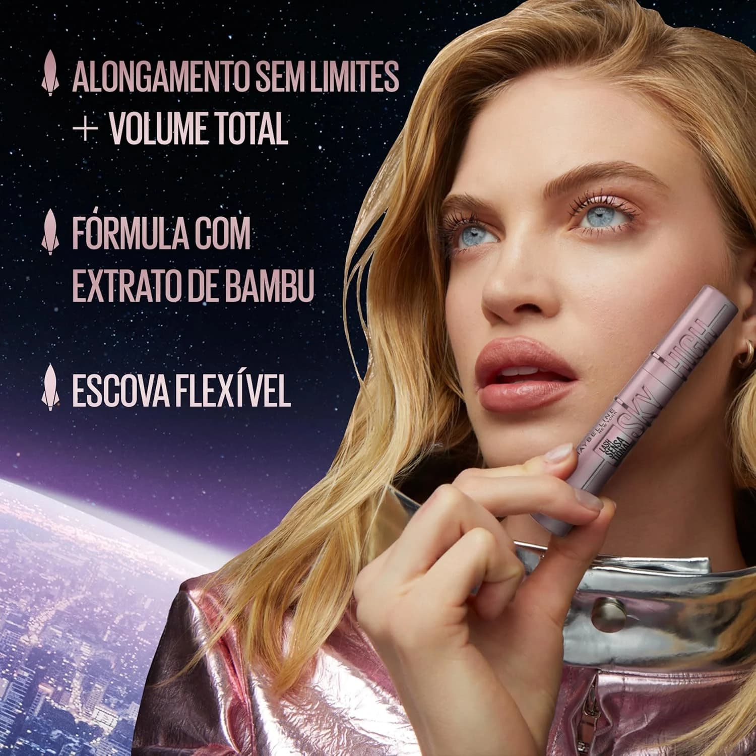 Maybelline Ny Máscara de Cílios Lash Sensational Sky High À Prova D'Água, Preto 7,2ml