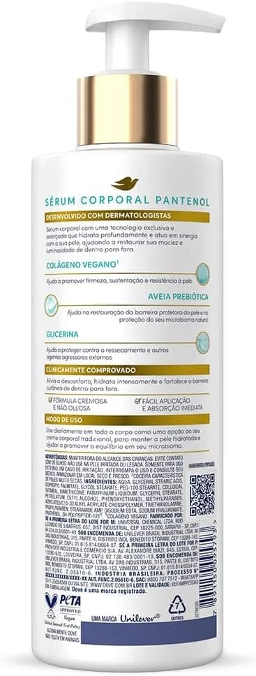 Dove Sérum Hidratante Corporal sem Perfume Pantenol + Dermo Reparador 380ml