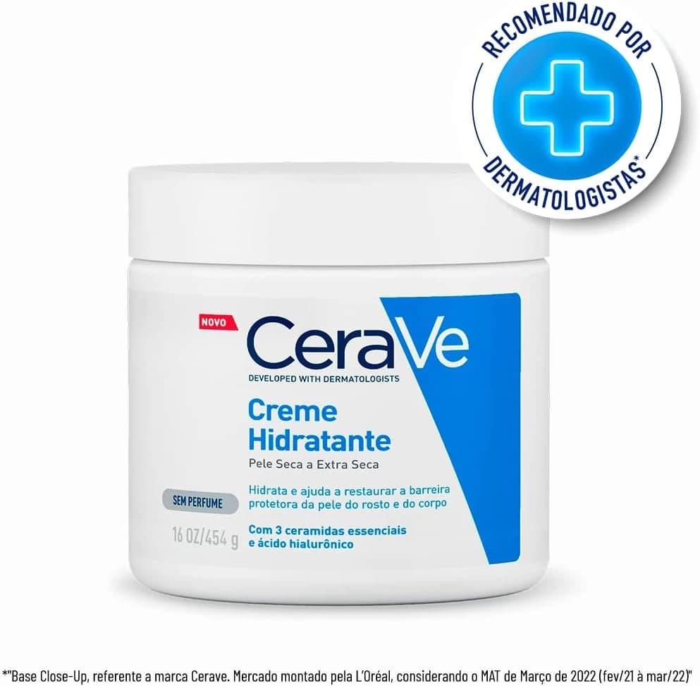 CeraVe Creme Hidratante Corporal, com 3 Ceramidas Essenciais e Ácido Hialurônico, 453g