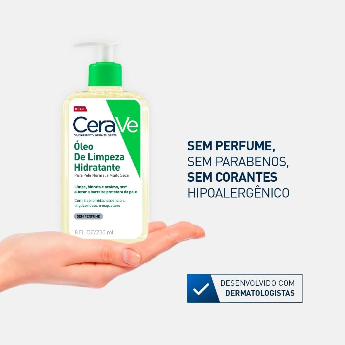 CeraVe, Óleo de Limpeza Hidratante, com triglicerídeo e esqualeno 236ml
