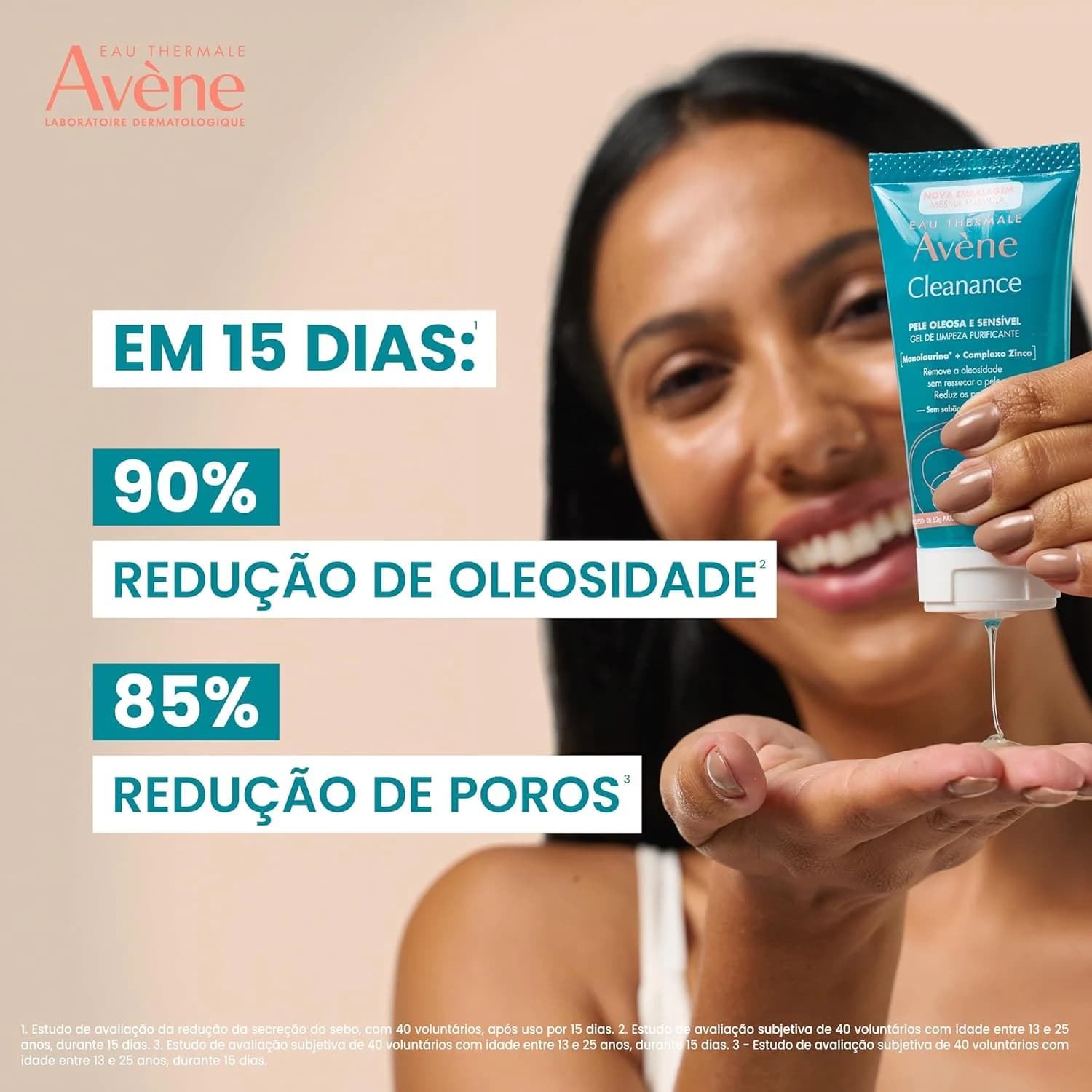 Avène Cleanance Gel de Limpeza Facial, Purificante com Monolaurina™, Zinco e Água Termal Avène, 300g