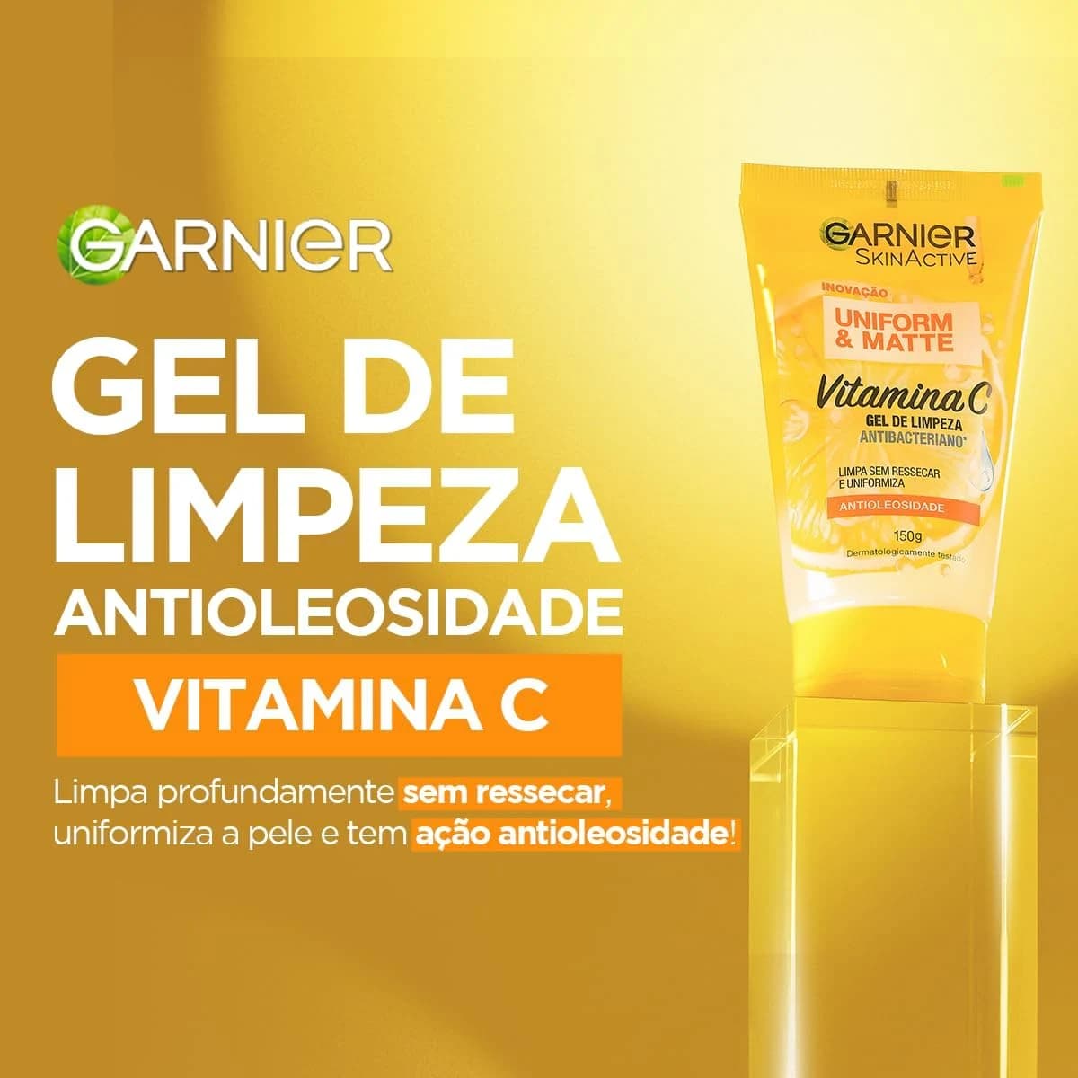 Gel de Limpeza Facial Antibacteriano Garnier Uniform & Matte Vitamina C, 150ml