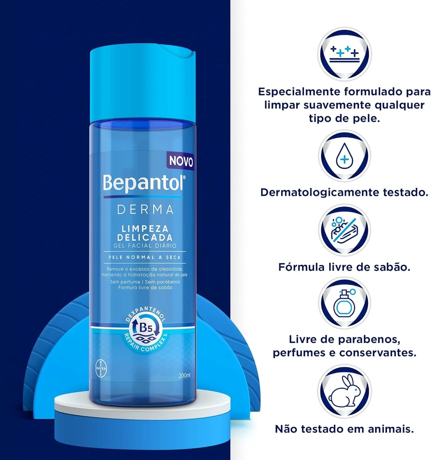 Bepantol Derma Gel de Limpeza Facial, Hidratante, Pele Normal a Seca, 200ml