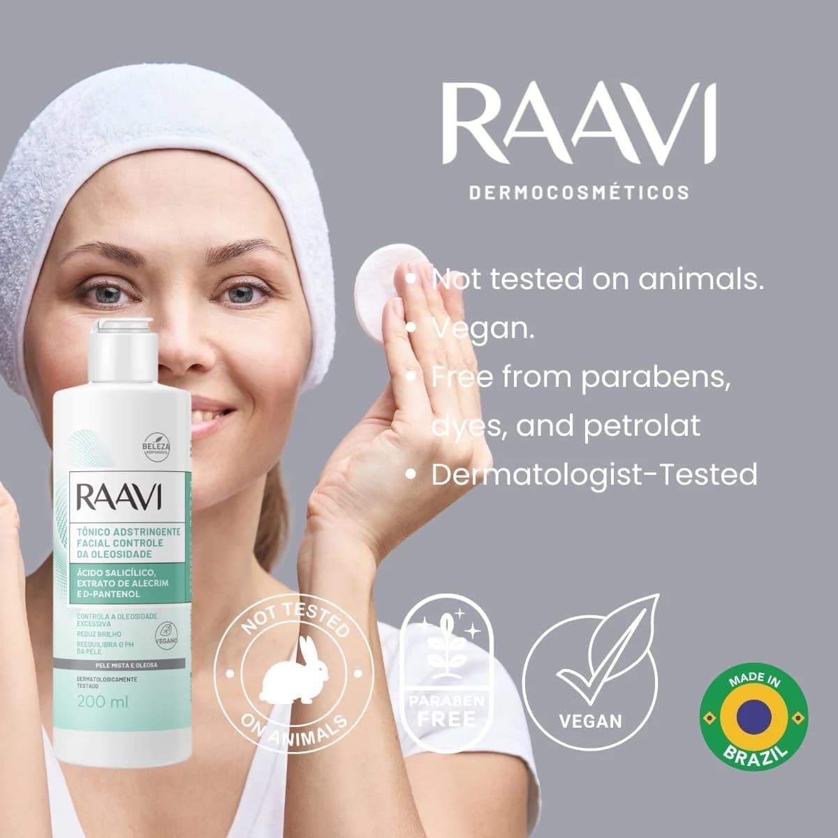Raavi - Tônico Adstringente Facial Controle da Oleosidade Pele Mista e Oleosa 200ml