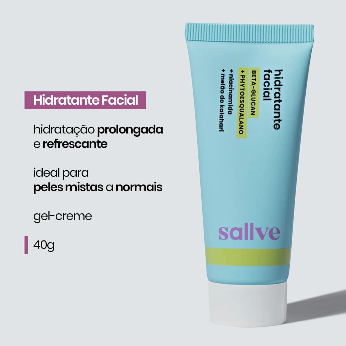 Sallve Hidratante Facial 40G - Beta-Glucan Phytoesqualano