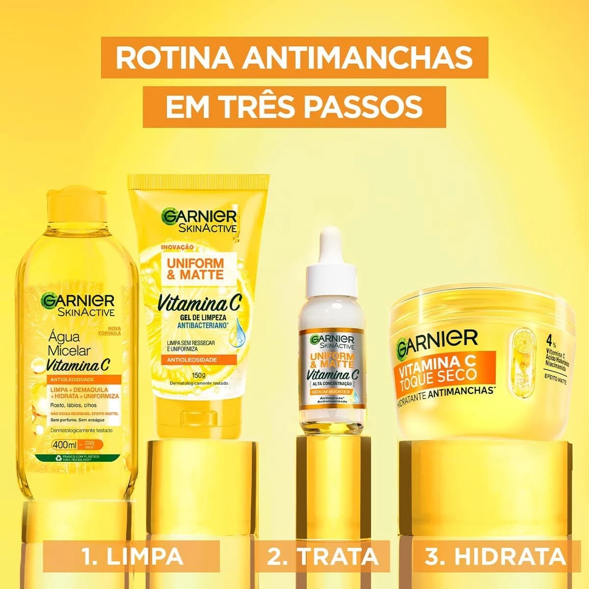 Gel Creme Hidratante Facial Antimanchas Toque Seco, com Vitamina C, Niacinamida e Ácido Hialurônico 85g