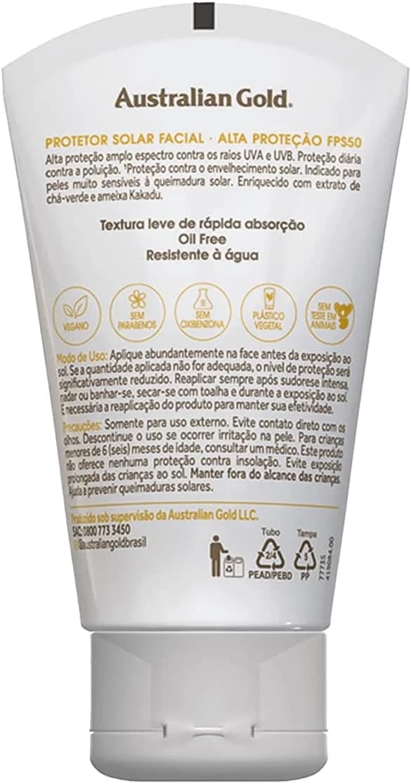 Australian Gold Protetor Solar Facial Gel Creme Fps 50 50Gr, Australian Gold