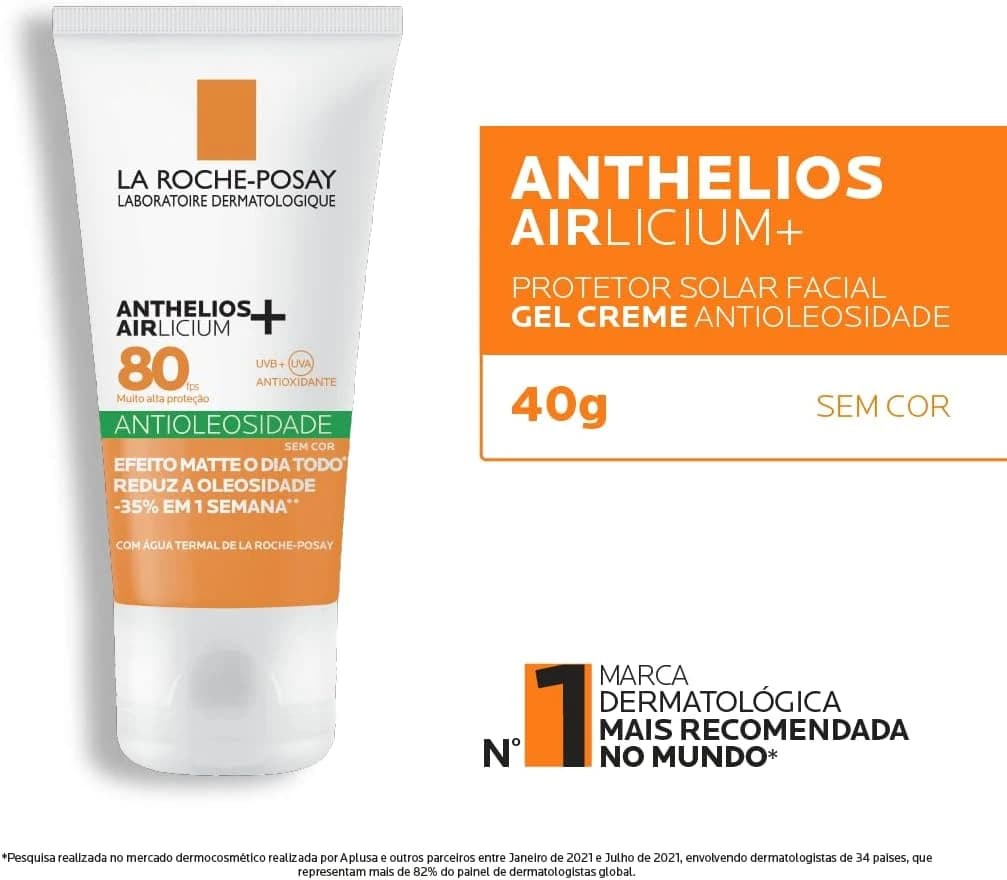 La Roche-Posay Anthelios Airlicium, Protetor Solar Facial Antioleosidade FPS80 40g